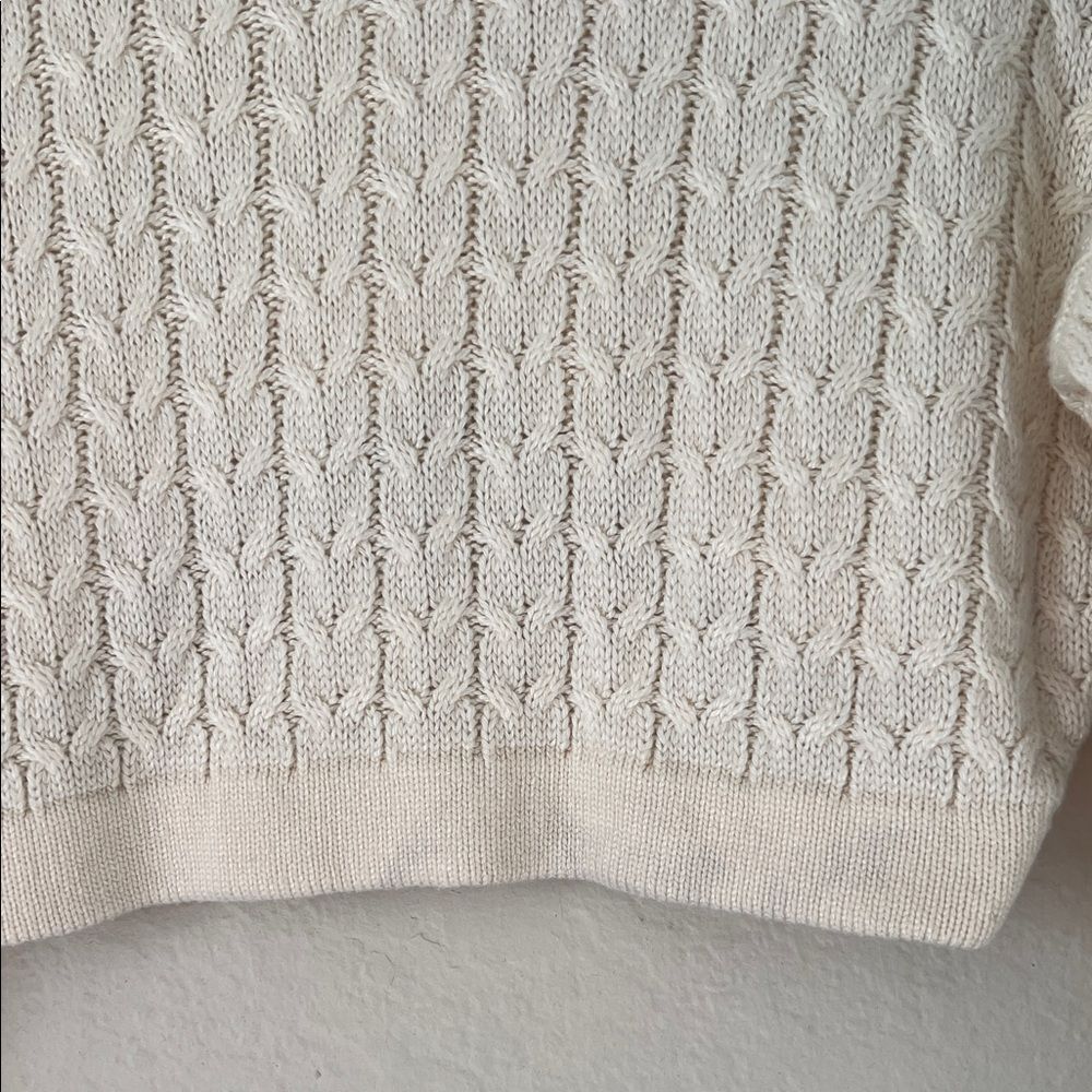 WeWoreWhat | Danielle Bernstein Cropped Mock Neck Cable Sweater in Ivory in XS - Picture 8 of 14